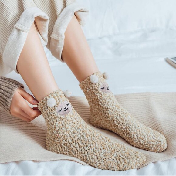 Women's Fuzzy Socks Cozy Fluffy Winter Warm Slipper Socks Microfiber Soft Home - Picture 5 of 6